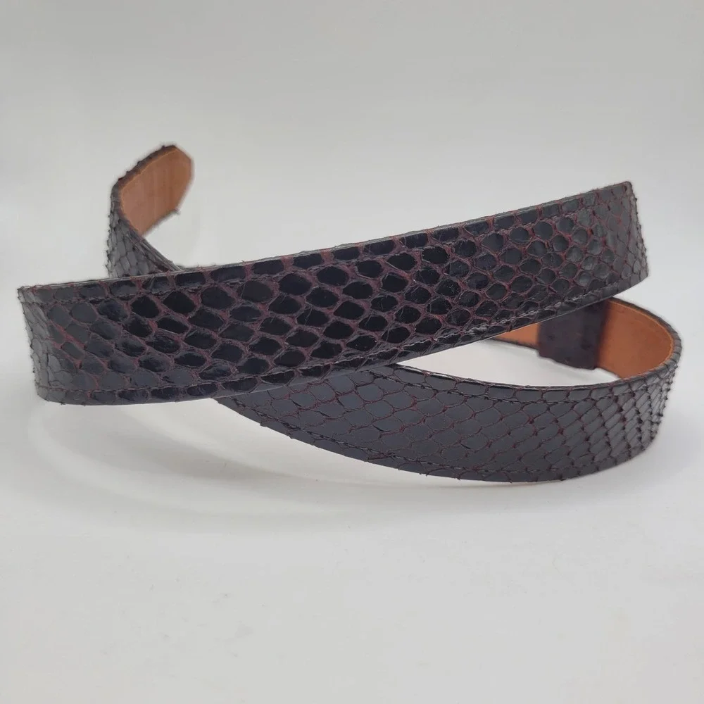 VTG Alexis Kirk Belt Strap XS Oxblood Snakeskin Leather Waist Cinch 80s 90s Glam